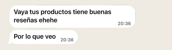Mensaje de WhatsApp de una clienta sobre las reseñas