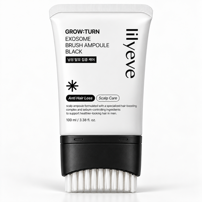lilyeve Grow:Turn Exosome Brush Ampoule Black 100 ml, ampoule capilar con aplicador de cepillo