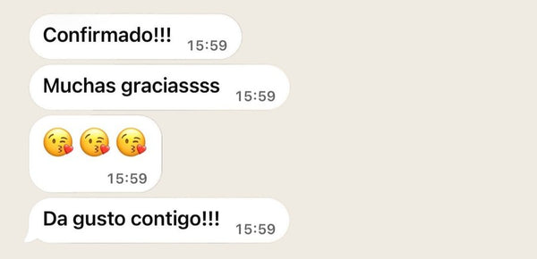 Mensaje de WhatsApp de una clienta dando las gracias